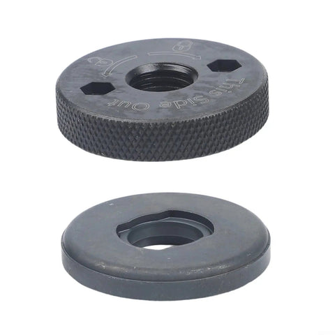 Heavy Duty Angle Grinder Flange Set With Beast Mode Inner Outer Clamps, featuring two metal discs for secure cutting disc attachment.