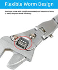 Close-up of Versatile Flexhead Adjustable Wrench 10 To 12 Inch Ratcheting Crescent Wrench with retractable extension and rotation