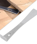 Sturdy Flat End Pry Bar Tool For Car Disassembly And Modification with wide stainless steel blade on wooden surface