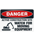 Construction Site Moving Equipment Warning Sign 8 By 12 Inches Aluminum Safety Notice for Garage Street Renovation and Heavy Machinery