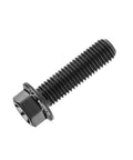 Tough As Nails Grade 5 Titanium Hex Bolt M7x25mm Small Flange Head with slick black finish, designed for heavy duty automotive use.