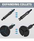 Expanding collets from 16 Piece Inner Bearing Puller Set For Auto Wheel Bearings, No Fuss Blind Bearing Removal Tool Kit.