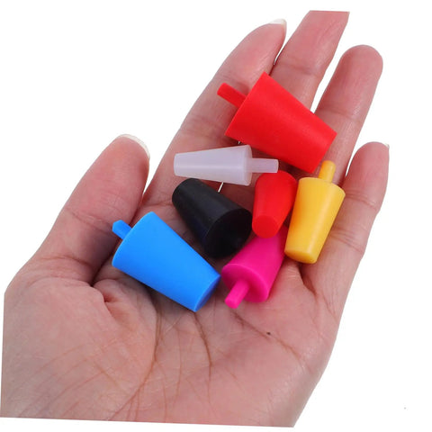 Tapered Silicone Plug Sleeve Kit 35 Pieces For Industrial High Temp Stoppers That Stay Smooth And Nondeforming To Seal Holes Tight And Keep Debris Out While You Work, assorted silicone plugs in hand