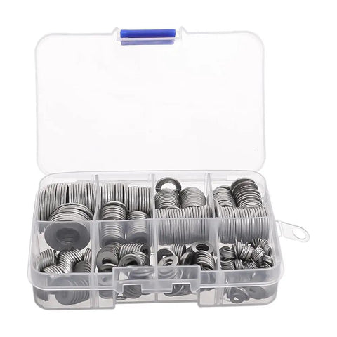 180 Piece Stainless Steel Flat Washer Set M2 To M10 For Fastening DIY Repairs Gasket Spacers in clear storage case