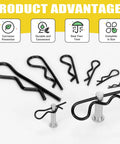 145 Piece Six Sizes Hitch Pin R Clip Assortment Kit Carbon Steel R Clips shown with corrosion prevention benefits.