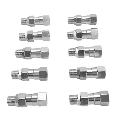 Stainless Steel Hydraulic Hose Fittings 3 8 Inch NPT Female Rotating Joint stops kinks, 10-piece set