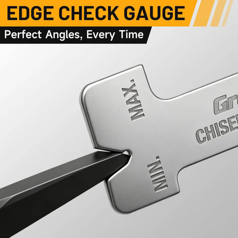 16 Piece Metal Punch And Chisel Set For Wood And Auto Projects With Precision Sharpened Edges chisel gauge detail view
