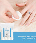 Using Lint Free Premium Nail Wipes 1.75 Inch Cotton Rounds For Removing Nail Polish, showing absorbency and easy grip tabs, 240 count