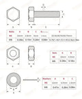 144 Piece M6 Hex Bolts Nuts Washers Set Six Sizes 20 To 70mm Beefy Heavy Duty Stainless Steel Fastener Kit For Home Garage And Workshop Projects Durable Threads Easy Fastening, M6 sizes diagram
