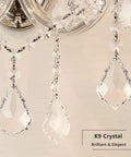 Close-up of crystal accents on Maria Theresa wall sconce, chrome finish. Snag These Cool Crystal Wall Sconces Boasting A Maria Theresa Design With Two Brilliant Lights Ideal Wall Mounted Fixtures For Your Bedroom Living Room Bedside Or Corridor.