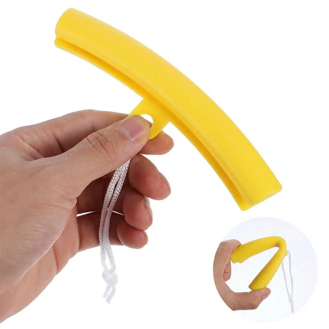 Hand holding yellow 5 Pack Rim Protectors For Tire Changing Universal Wheel Guards And Rim Protectors For Tire Machines Pro Grade Durable TPE Rim Saver For Changing Tires Yellow For Easy Tire Changes