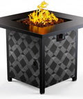 28 Inch Propane Fire Pit Table With 50000 BTU Heat Output CSA Certified Outdoor Gas Fire Pit For Patio Removable Lid And Lava Rocks Brings Cozy Glow And Vibe To Backyard Parties