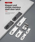 Beefy Stainless Steel Hasp Latch For Barns And Heavy Duty Gates With A Smooth Black Finish on a gray background.