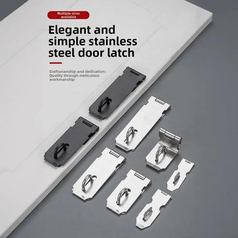 Beefy Stainless Steel Hasp Latch For Barns And Heavy Duty Gates With A Smooth Black Finish on a gray background.