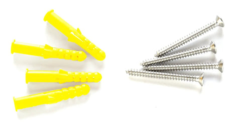 Yellow wall anchors and silver screws for Eurorack Patch Cable Holder Wall Mount 14 Slots For 3.5mm Patch Cables And USB Or Lightning Cables No Fuss Easy Setup With Mounting Hardware Included Studio Ready Cable Organizer For Your Rack setup.
