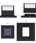 Six Pack Solar Post Lights For Wooden Posts And Fences, No Fuss 20 Lumen Warm White LED, multiple views and dimensions shown