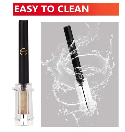 Air Pressure Pump Corkscrew Set All In One With Foil Cutter And Aerator Pourer Vacuum Stoppers shown with splash effect
