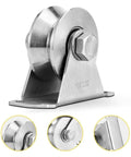 Beefy Heavy Duty 2.5 Inch V Groove Track Roller Wheel Casters For V Track Doors And Gates 304 Stainless Steel Sliding Gate Rollers