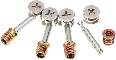 Badass Fifty Piece Cabinet Connector Screw Kit Built From Rust Resistant 304 Stainless Steel Hammer Nuts showing various bolts and nuts.