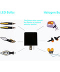 Diagram showing the 12V 2 Pack Adjustable 2 Pin Prong Flasher Relay for LED Turn Signals Fits Cars and Motorcycles Hyper Flash Replacement.
