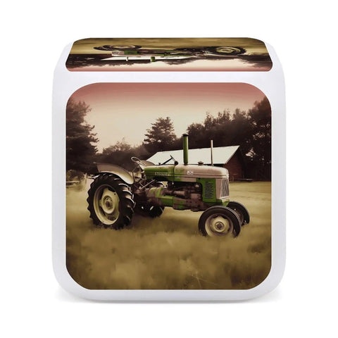Vintage Tractor Photo Farm Alarm Clock With LED Display For Bedroom Digital Clock with tractor image and LED lights.