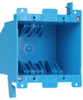 Two Gang PVC Old Work Retrofit Standard Switch And Outlet Wall Box Non Metallic Blue 25 Cu In Capacity ETL Listed
