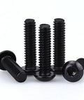 50 Pack 10-32 X 1 Inch Button Head Socket Cap Screws Stainless Steel 304 Allen Hex Drive Coarse Thread black screws stacked.