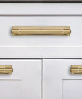 5 Pack 6 Inch Center To Center Champagne Bronze Cabinet Pulls With Backplate And Base Plate Made From Zinc Alloy In Satin Brass Finish