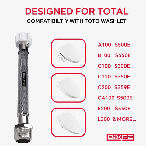 Six Inch Hose Extension For Toilet Bidet Sprayer T Adapter Connection Leaks Stopper With Seven Eighths Inch Male To Female Quick Connect