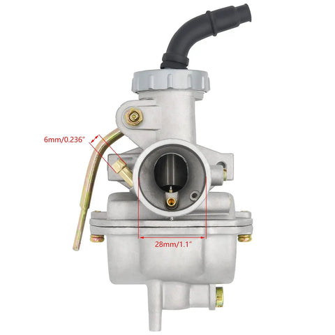 Front view of carburetor with dimensions for Carburetor With Air Filter Kit For TaoTao NST SunL Kazuma Baja 50cc 70cc 90cc 110cc 125cc Quad