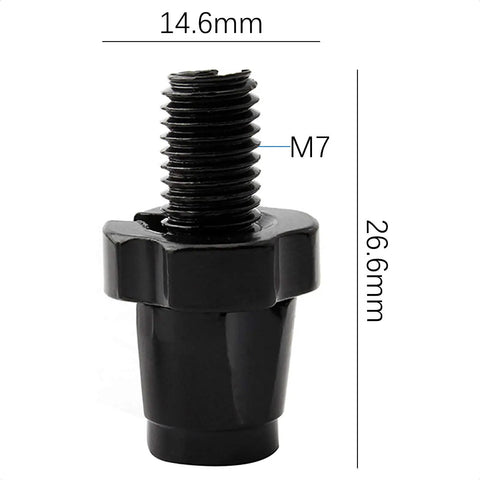 7mm Aluminum Brake Lever Barrel Adjusters Set in Silver, 2 Pack, Replacement Parts With Lock Ring, M7 dimensions shown, black