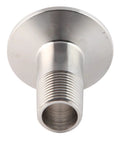 Front view of stainless steel 1.5in tri-clamp to 3/4in NPT male sanitary adapter with 50.5mm ferrule OD