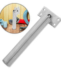 Badass Heavy Duty Adjustable Door Closer With Rock Solid Spring Pole Latch and Smooth Self Closing Gate Hinge close-up on metal latch.