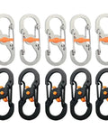 Lock It Down Tight With These 10 Heavy Duty Zipper Lock Clips Keep Your Backpack Secure Quick Disconnect Buckles For Travel School Hiking And Daily Rigs Slick Smooth Operation, shown in stainless steel and black.