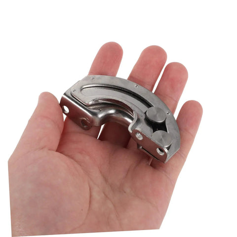 Heavy Duty Stainless Steel Curved Concealed Cabinet Hinges Pair With 90 Degree Limit Stopper For Smooth Door Swing and Rock Solid Cabinet Setups No Sweat Assembly in hand.