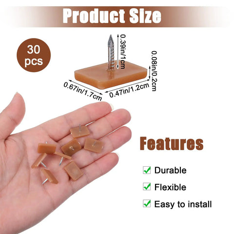 30 Piece Drawer Glide Set With Square Nail-On Plastic Drawer Slides 17x12 Mm, Transparent Storage Box Included, Dresser Repair Kit For Fixing Drawers And Restoring Smooth Sliding Motion On Furniture (Brown) 30 pcs, 1.7 x 1.2 cm