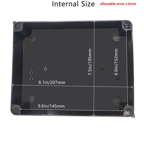 Internal dimensions of IP65 Waterproof Junction Box With Reserved Holes, Built Tough ABS Plastic Electrical Enclosure, 10 X 7.9 X 3.1 Inch Black