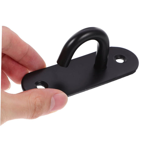 Stainless Steel Wall Mount Exercise Strap Anchors 3 Pack For Resistance Bands Heavy Duty Safety Hooks shown close-up in hand
