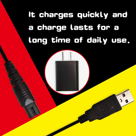 Water Flosser USB Charger Cable Replacement Compatible With Nicwell F5025 shown with plug and USB connector.