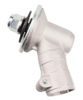 Side view of Bevel Gear Replacement Gear Head For Trimmers Fits 128 LX 128LD 128LDX 125L showing metal housing and nut.