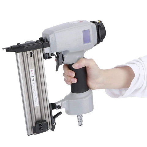 Smooth Operator Pneumatic Brad Nailer Featuring Low Noise Air Drive And Spring Buffer Switch For Knocking Out Trim Work And Fine Woodworking Tasks Around Your Space