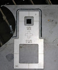 Square Cutter Plasma Stencil Kit 5 Piece Set For Pro Grade Metal Fabrication, showing steel template with 1/2 and 1 1/2 guides.