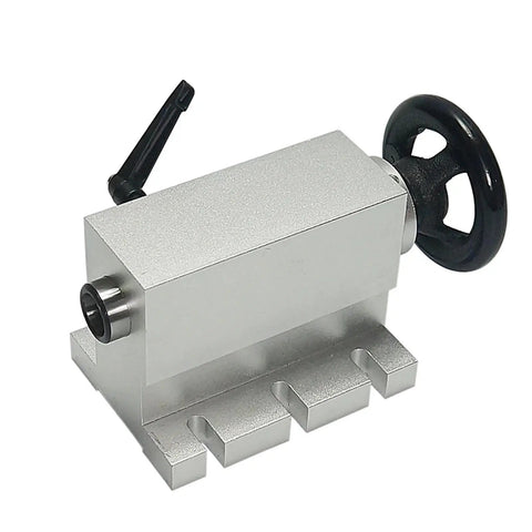Rock Solid CNC Rotary B Axis Tailstock With 65Mm Center Height And Secure Three Jaw Chuck Heavy Duty lathe accessory on a bench.