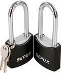 All Weather Outdoor Padlock Set Keyed Alike, 2 Locks With Same Key, Heavy Duty Solid Steel Lock, Waterproof And Rust Resistant