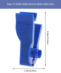 Side view of a blue ABS peritoneal clip showing dimensions; Three Pack Peritoneal Flow Control Clips For Dialysis Tubing And Bag Clamp On The Go Portable ABS Clips Replacement Peritoneal Dialysis Accessories Blue.