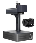 20W Fiber Laser Engraver With Rotary Axis LightBurn Compatible Metal Marking Machine, compact size on gray base.