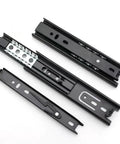 Three section black steel drawer slides with ball bearings for cabinetry, part of Super Strong Steel Drawer Slides 5 6 8 Inch Options.