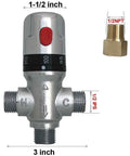 Three Way Thermostatic Mixing Valve With 1/2NPT Connections In Solid Brass With Fahrenheit Markings and US Standard Fittings