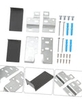 Rock Hard Metal Corner Brackets For Cabinet And Cupboard Wall Mounting Deliver Zero Hassle Structural Reinforcement With A Slick Iron Finish, showing steel brackets and screws.