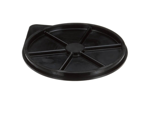 6-1/2 Inch Rubber Sink Stopper OEM Replacement Part For LRS Systems, top view, black color, heavy duty for commercial kitchens.